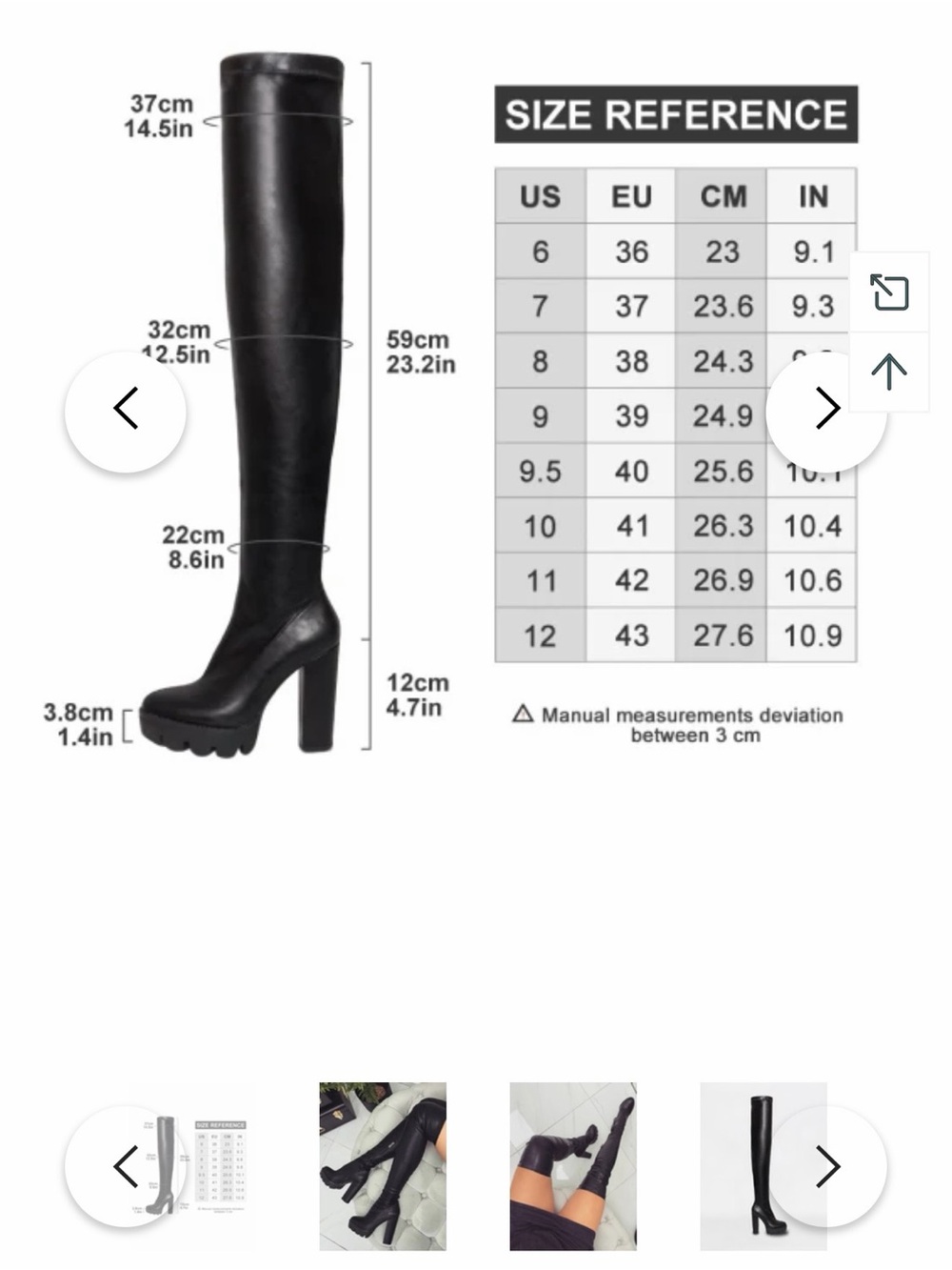 Over-the-Knee Black Platform Block Heel Boots